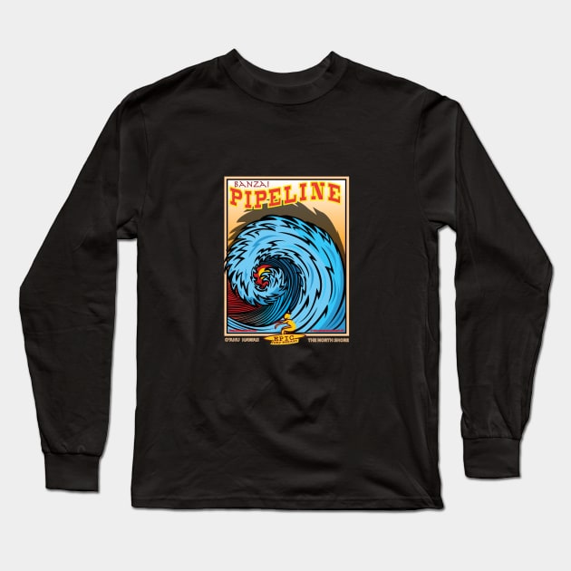 BANZAI PIPELINE Long Sleeve T-Shirt by Larry Butterworth